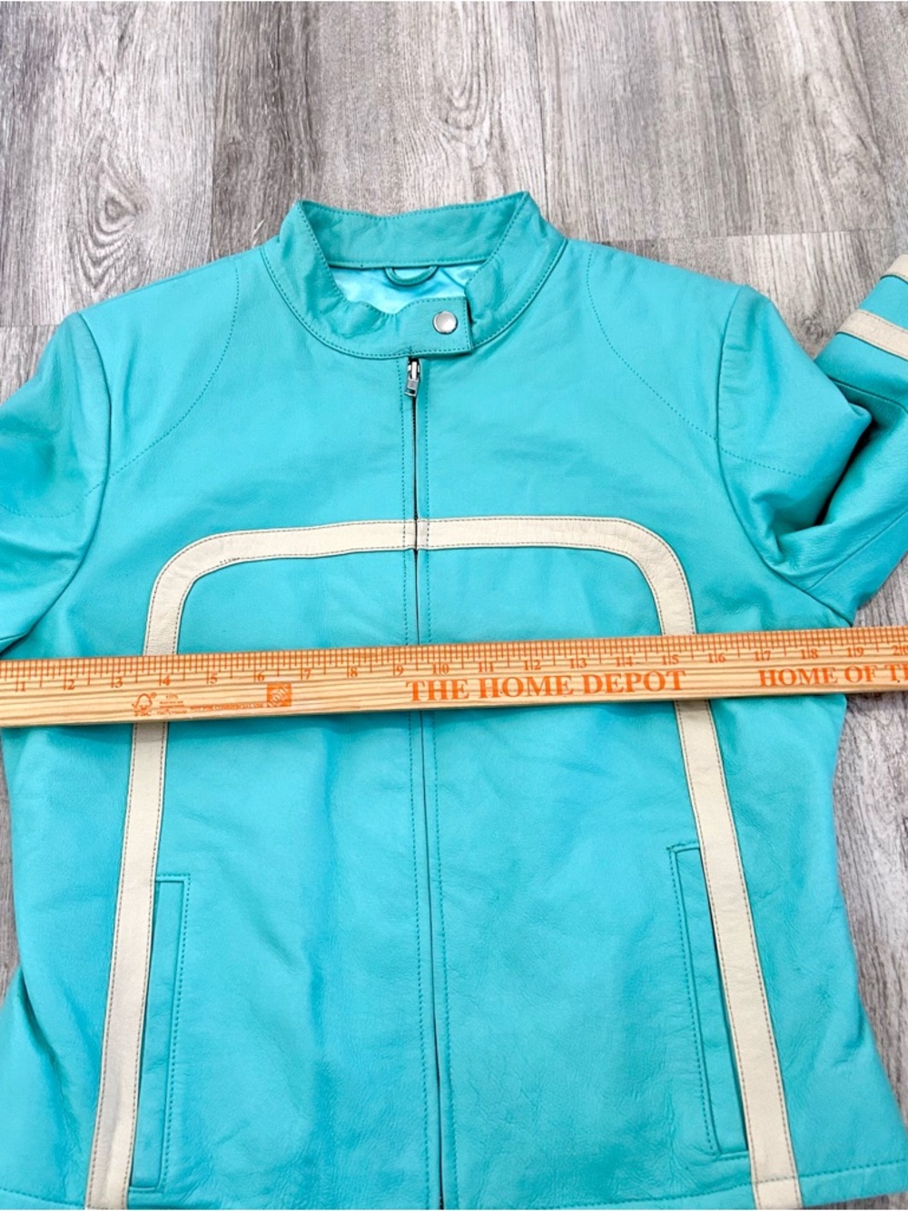 VINTAGE Wilsons Leather Maxima Jacket Womens M Blue Moto Striped Racing 90s - Picture 9 of 13